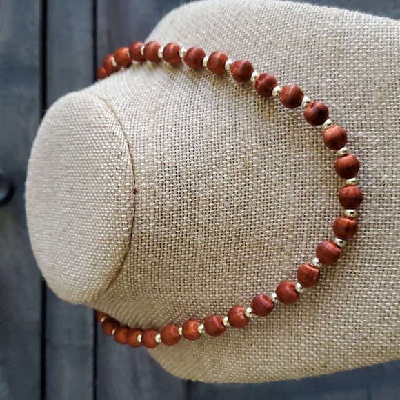 VINTAGE SILK BEADED 28 INCH NECKLACE RUST ORANGE NO CLASP Cloth Thread - Picture 1 of 2